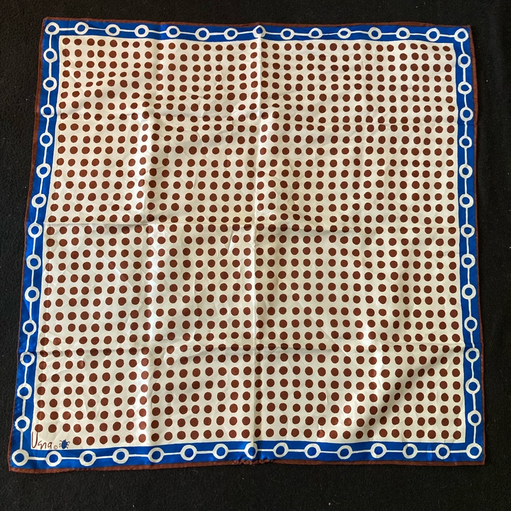 Vintage Vera scarf blue and brown geometric design